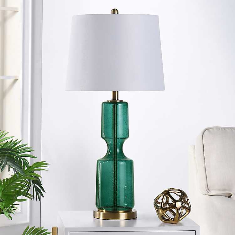 Emerald Seeded Glass Table Lamp, Seeded Glass Table Lamp Kirkland