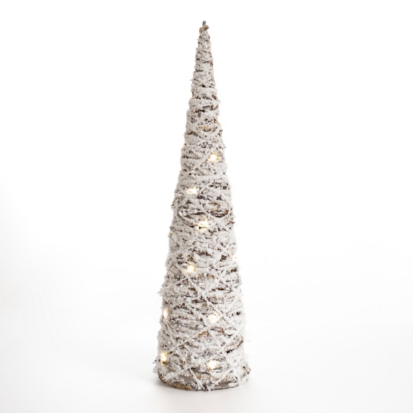 PreLit Flocked Rattan Cone Tree, 31 in. Kirklands Home
