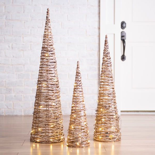 PreLit Large Glitter Rattan Mini Christmas Tree Kirklands Home