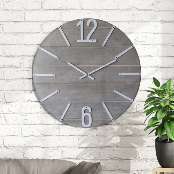 Smoke Gray Stained Wood Panel Wall Clock Kirklands Home