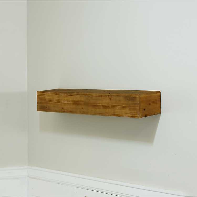 Natural Wood Floating Wall Shelf 24 In, Natural Wood Floating Shelves Canada