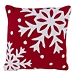 Red Back White Snowy Snowflake Christmas Pillow