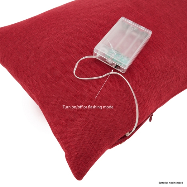 Red Christmas Tree LED Accent Pillow