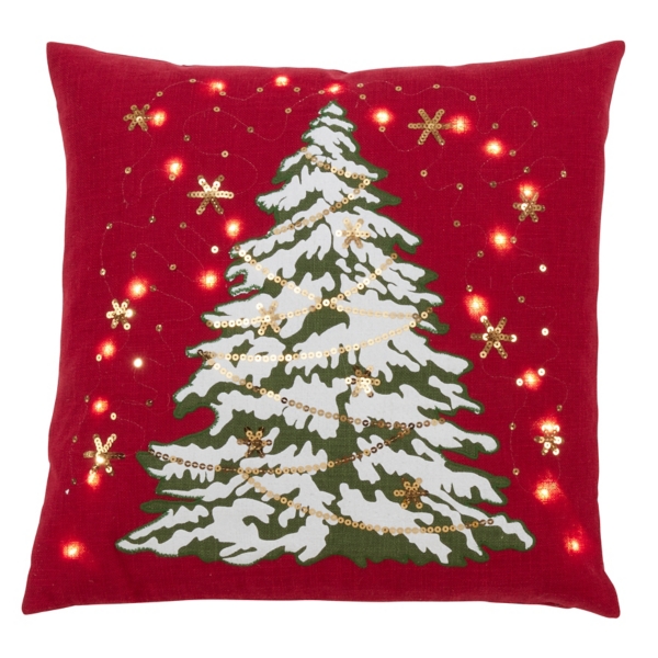 Christmas Tree LED Square Pillow