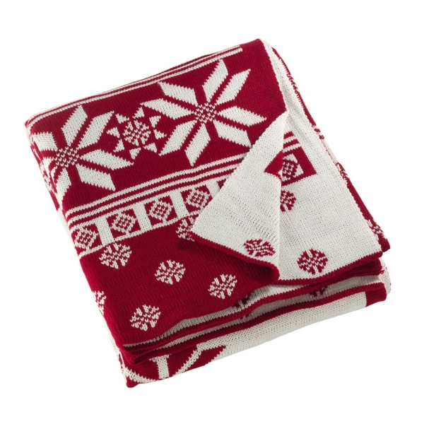 Red and White Snowflake Christmas Throw Blanket