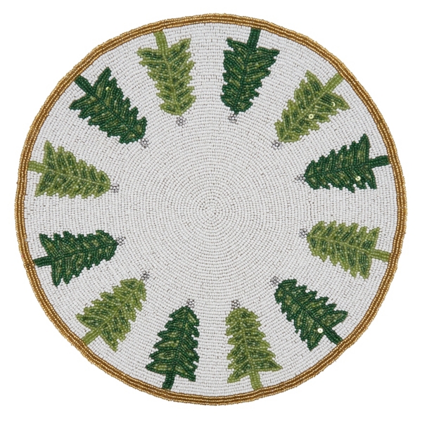 Round Beaded Christmas Tree Placemats, Set of 4 Kirklands Home
