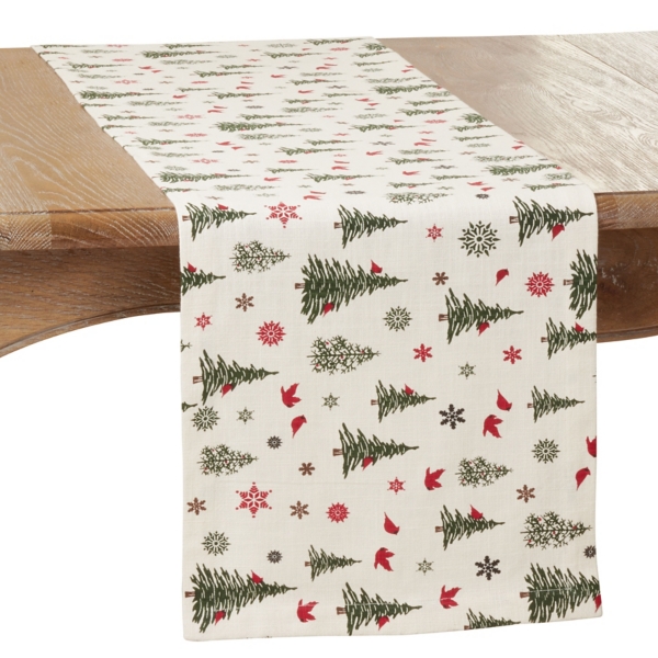 Green Christmas Trees and Snowflakes Table Runner Kirklands Home