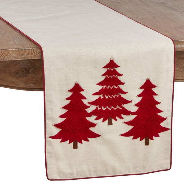 Red Embroidered Christmas Trees Table Runner Kirklands Home