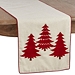 Red Embroidered Christmas Trees Table Runner