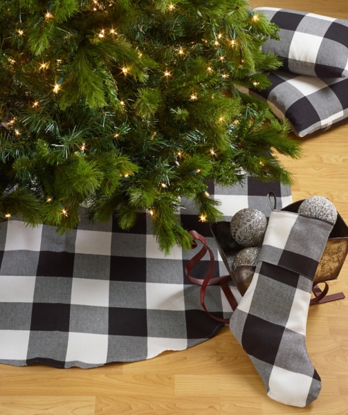White and Black Buffalo Check Tree Skirt, 72 in.