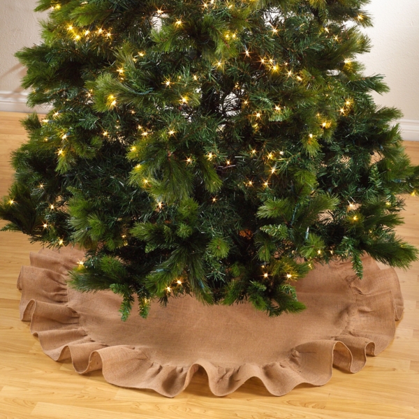 Tan Jute Ruffle Trim Christmas Tree Skirt, 53 in. Kirklands Home