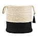 Black and White Woven Basket with Tassel, 19 in.
