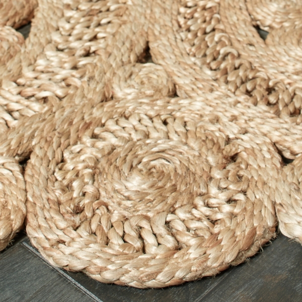 Floral Fantasy Hand Braided Jute Area Rug, 4x4