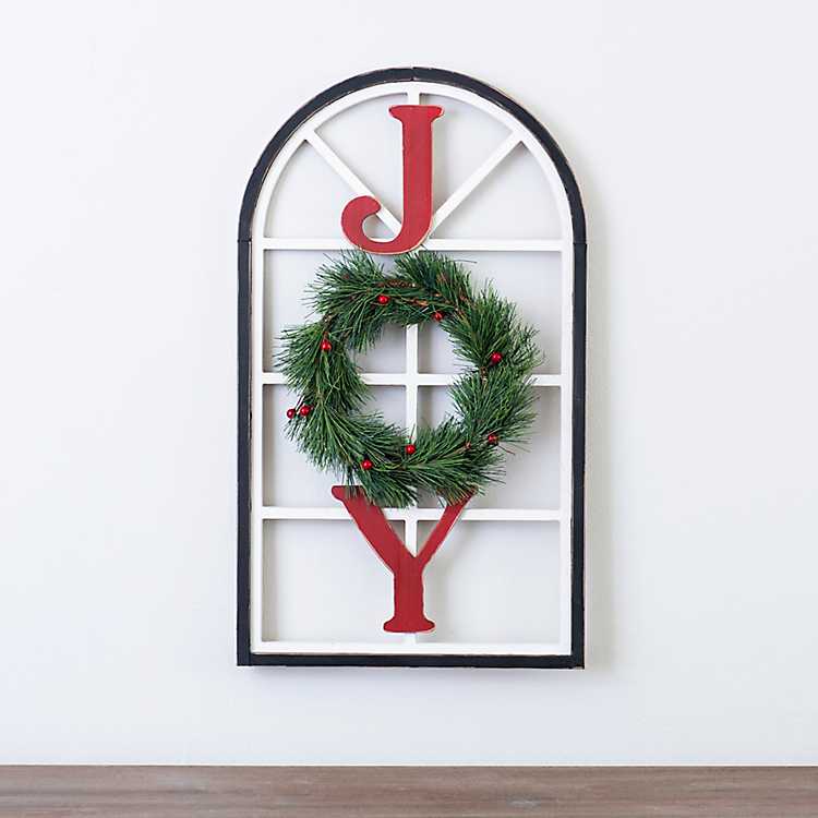 Joy Wreath Christmas Hanging Plaque 