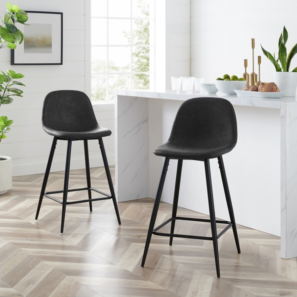 black leather modern bar stools