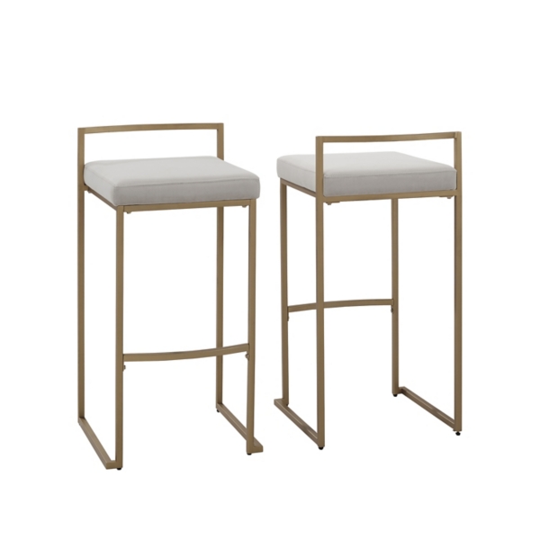 Marley Gray and Gold Bar Stools, Set of 2