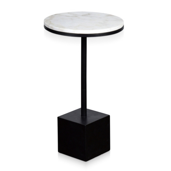Black Metal and Marble Square Base Accent Table Kirklands Home