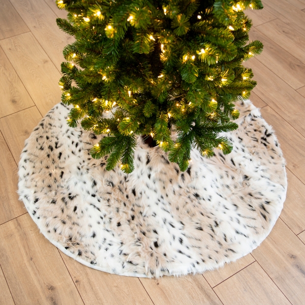 Snow Leopard Faux Fur Christmas Tree Skirt Kirklands Home