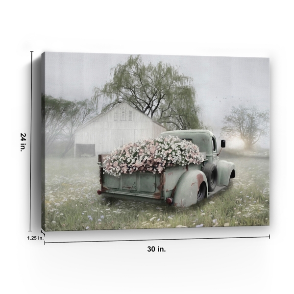 Sage Flower Truck Canvas Art Print, 30x24 in.