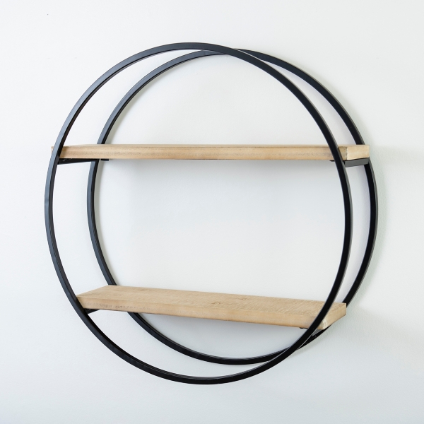 Circle Double Wood Wall Shelf, 25 in.