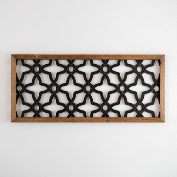Carved Wooden Trellis Pattern Wall Plaque