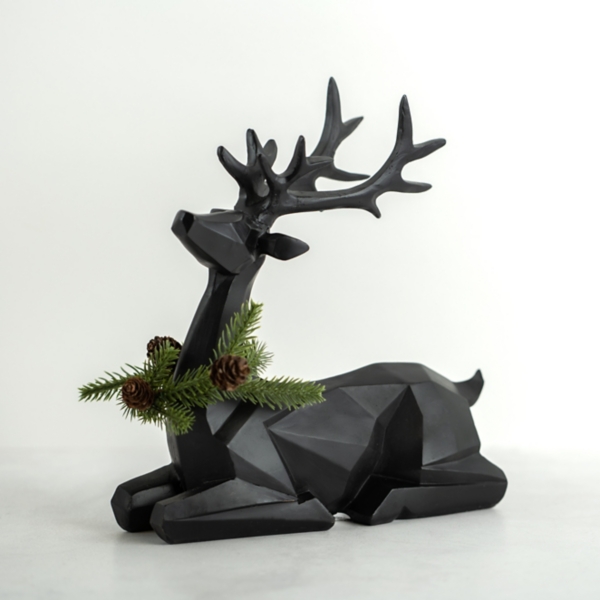 Black Geometric Reindeer Christmas Statue | Kirklands Home