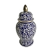 Blue and Ivory Floral Jasmine Pattern Temple Jar
