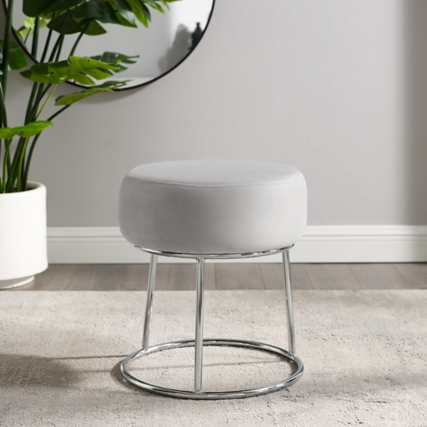 Smokey Gray Velvet Vanity Stool