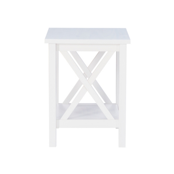 Antique White X Side Frame Accent Table