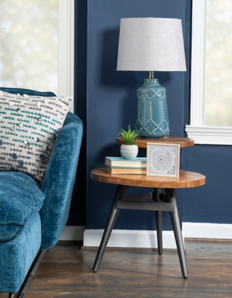 Industrial Two-Tiered Gunmetal Accent Table