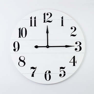 Jacob White Wood Plank Clock | Kirklands Home