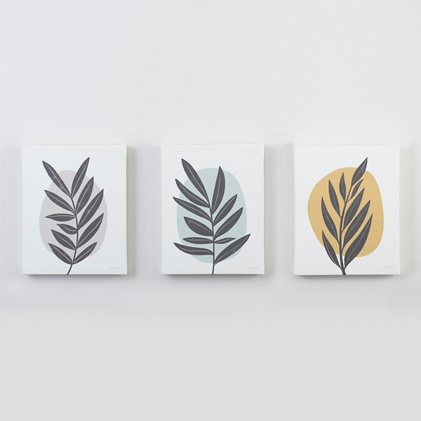 Modern Botanical Canvas Art Prints, Set of 3