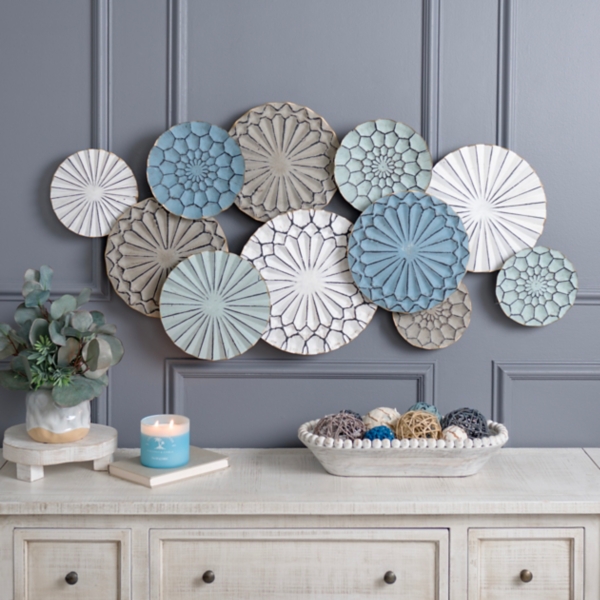 Blue Bohemian Metal Plate Wall Plaque