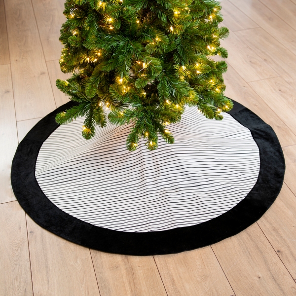 Black and White Stripe Christmas Tree Skirt | Kirklands Home