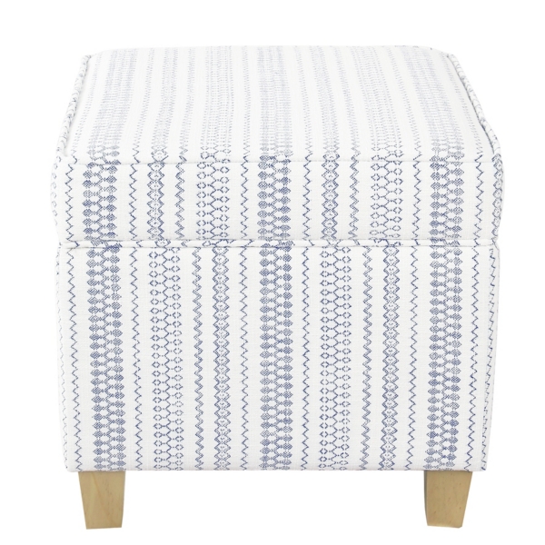 Blue and White Hometown Striped Storage Ottoman