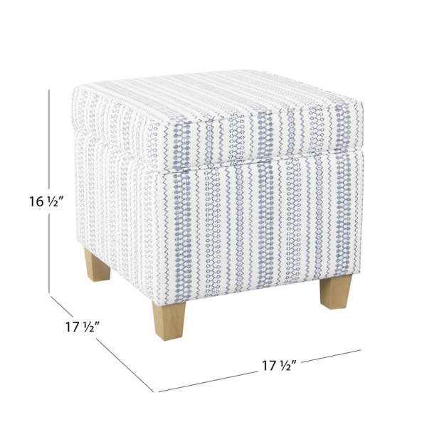 Blue and White Hometown Striped Storage Ottoman