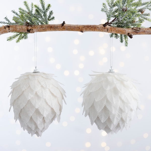 White Feather Ball 2pc. Ornament Set, 6 in. Kirklands Home