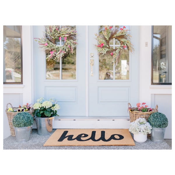 Natural and Black Coir Hello Doormat, 36x24 in.