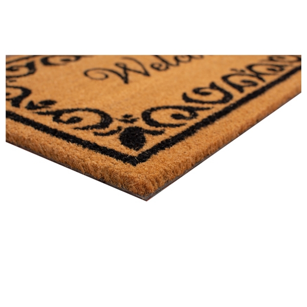 Tan and Black Scroll Welcome Doormat, 48x30 in.