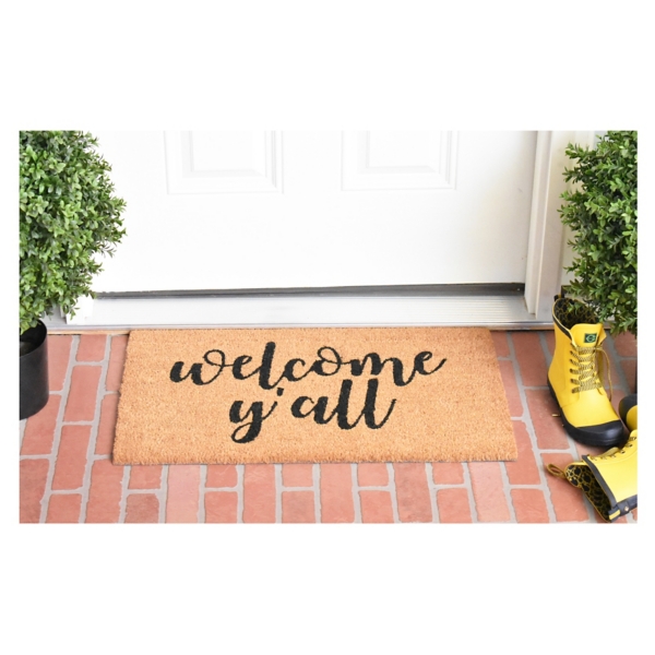 Natural and Black Welcome Y'all Doormat