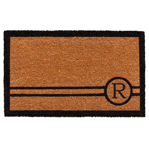 Stripe and Circle Monogram R Doormat Kirklands Home