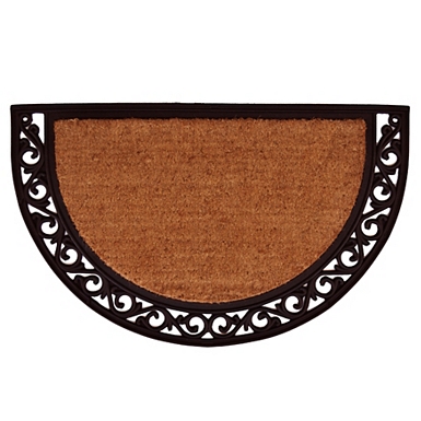 Black Scroll Border Rubber Doormat, 36x24