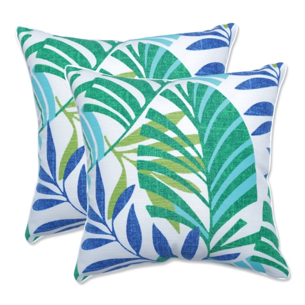 Blue Tropical Leaves 2pc. Outdoor Throw Pillows Kirklands Home