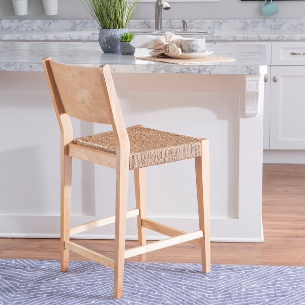 Basketweave Seat Counter Stools, Set of 2