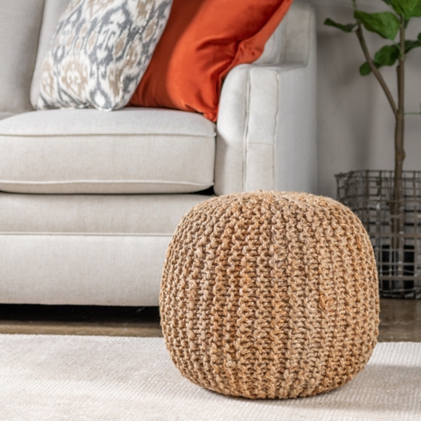Natural Woven Round Pouf Kirklands Home