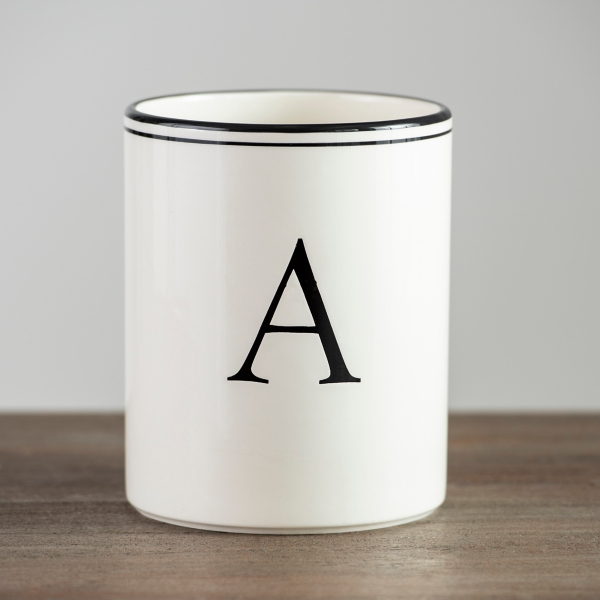 Black and White Deboss Monogram A Utensil Holder Kirklands Home