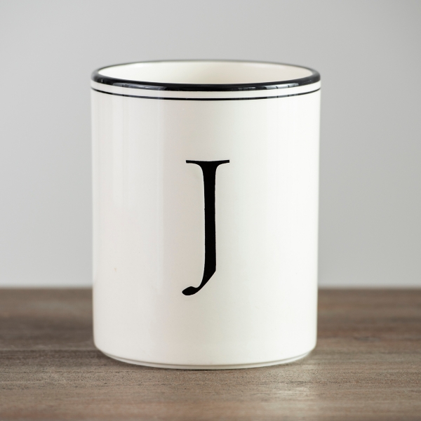 Black and White Deboss Monogram J Utensil Holder Kirklands Home