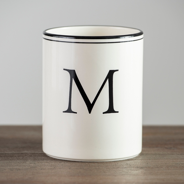 Black and White Deboss Monogram M Utensil Holder Kirklands Home