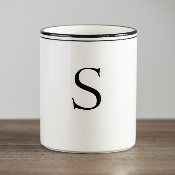 Black and White Deboss Monogram S Utensil Holder Kirklands Home