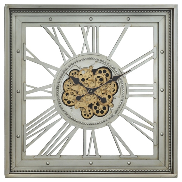 Aged White and Gold Moving Gears Wall Clock Kirklands Home